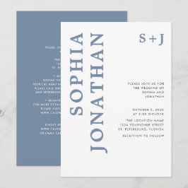 All-in-One Dusty Blue Bold Typography Wedding Invi Kaart