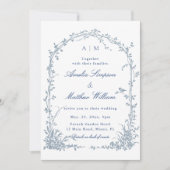 All in One Dusty Blue Floral Garden Wedding Arch Kaart (Voorkant)