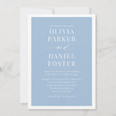 All in One Dusty Blue QR Code Minimalist Wedding Kaart (Voorkant)