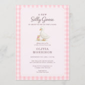 All in One Dwaze Gans Roze QR Code Baby Shower Kaart (Voorkant)