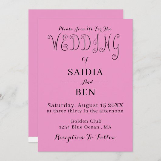 All-in-One Eenvoudige Klassieke Trouw Uitnodiging (Voorkant / Achterkant)