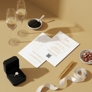 All in One Elegant Gold Dove Wedding Invitation Kaart