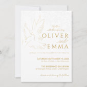 All in One Elegant Gold Dove Wedding Invitation Kaart (Voorkant)