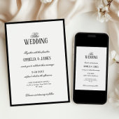 All-in-One Elegant Modern Zwart & Wit Huwelijk Kaart