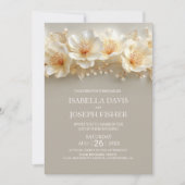 All in One Elegant White and Gold Floral Wedding Kaart (Voorkant)