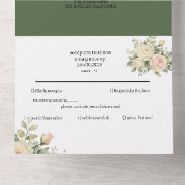 All in one Elegante eucalyptus Bloemige Bruiloft Uitnodiging