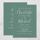 All In One Elegante Moderne Eucalyptusgroene Trouw Kaart (Voorkant / Achterkant)
