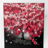 All In One Elegante Rood & Roze Hart Blad Bruiloft Drieluik Uitnodiging (Binnenzijde eerst)