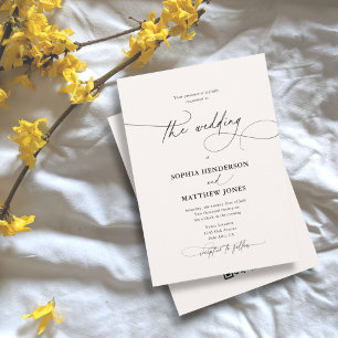 All In One Elegante Script Klassieke Trouw Ivory Kaart