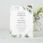 All in One Eucalyptus QR Code Greenery Wedding Kaart (Staand voorkant)