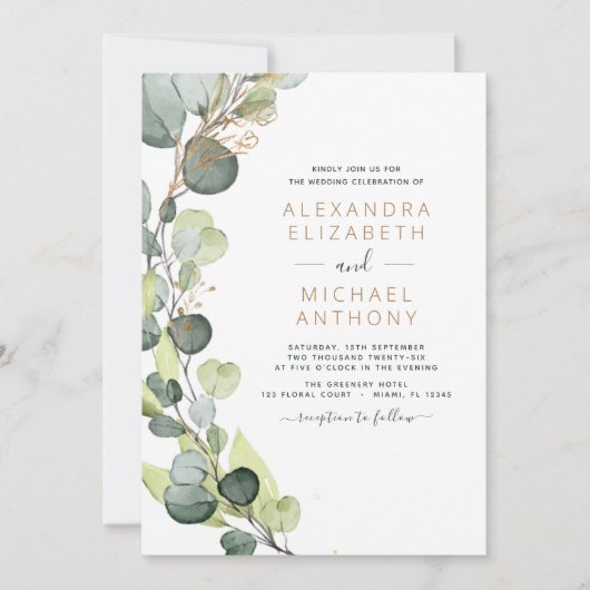 All in One Eucalyptus QR Code Huwelijksgroenvoorzi Kaart (Voorkant)