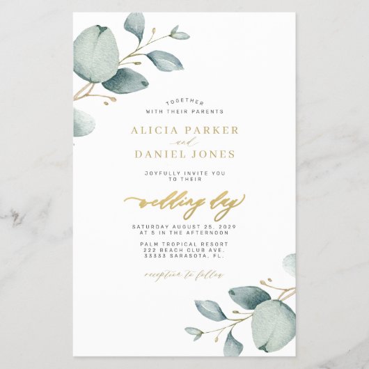 All-in-one eucalyptus QR-code trouwuitnodiging Flyer (Voorkant)