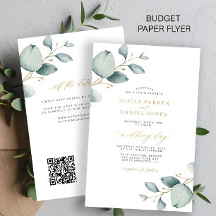 All-in-one eucalyptus QR-code trouwuitnodiging Flyer