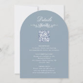 All in One Floral Arch Garden Wedding Dusty Blue Kaart (Achterkant)