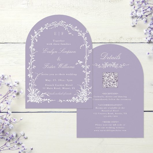 All in One Floral Arch Garden Wedding Lavender Kaart