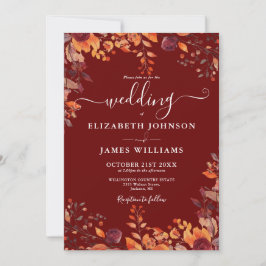 All In One Floral Fall In Love QR Code Wedding Kaart