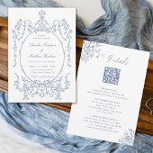 All in One Floral Frame Blue Wedding               Kaart