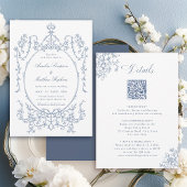 All in One Floral Frame Blue Wedding               Kaart