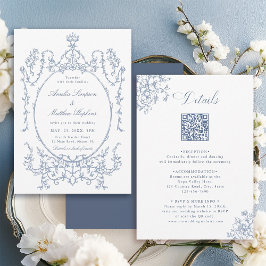 All in One Floral Frame Blue Wedding               Kaart