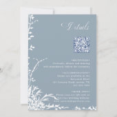 All in One Floral Garden Wedding Arch Dusty Blue  Kaart (Achterkant)