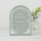 All in One Floral Garden Wedding Sage Green Arch Kaart (Staand voorkant)