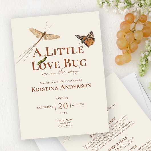 All in One Gender Neutral Love Bug Baby shower Kaart