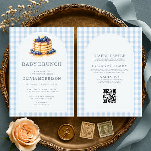 All in One Gingham Baby Brunch  Blauwe Baby Shower Kaart