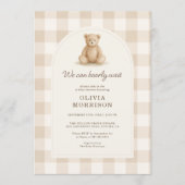 All in One Gingham Bearly Wait Baby Shower Kaart (Voorkant)