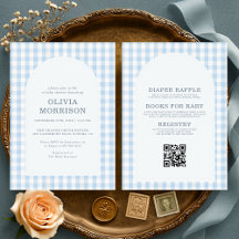 All in One Gingham Blauwe Jongens Baby Shower