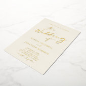All-in-One Gold Calligraphy Cream Wedding Folie Uitnodiging (Gedraaid)