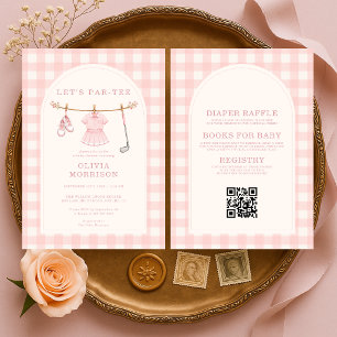 All in One Golf Par-tee Roze Meisje Baby Shower Kaart