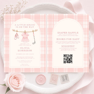 All in One Golf Roze Geruite Preppy Meisje Baby Sh Kaart