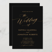 All in One Gouden Kalligrafie Zwart Bruiloft Kaart (Voorkant / Achterkant)