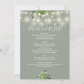 All In One Greenery Lights Sage Green Wedding Kaart (Achterkant)
