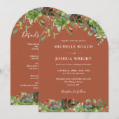 All In One Groene Bloemboog Terracotta Bruiloft Kaart (Voorkant / Achterkant)