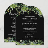 All In One Groene Boog Zwart En Wit Bruiloft Kaart (Voorkant / Achterkant)
