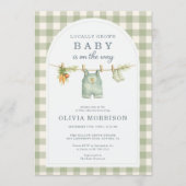 All in One Groene Gestreepte Lokale Baby Shower Kaart (Voorkant)