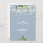 All in One Groene Lichten Stoffig Blauw Bruiloft Kaart (Achterkant)