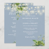 All in One Groene Lichten Stoffig Blauw Bruiloft Kaart (Voorkant / Achterkant)