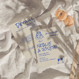 All In One Hand Drawn Blue Cake Bows Wedding Kaart