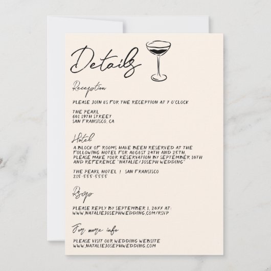 All In One Hand Drawn Written Couple Fun Wedding Kaart (Achterkant)