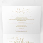 All In One Heart Script Gouden Trouwdag Drieluik Uitnodiging (Binnenzijde eerst)