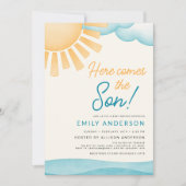 All in One Here Comes The Son Baby Boy Shower Kaart (Voorkant)