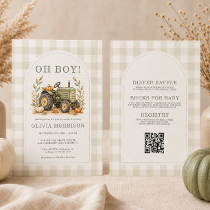 All in One Herfst Boer Tractor Oh Jongen Baby Show Kaart