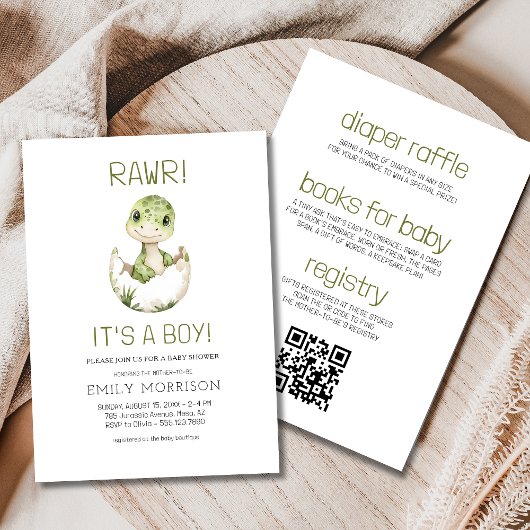 All in One Het is een Boy Dinosaur Baby Boy Shower Kaart