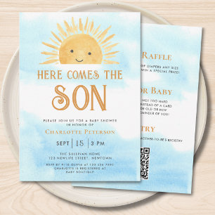 All In One Hier Komt De Zoon Baby Shower Kaart