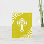 All In One Invitation Christening Flower Cross Feestdagen Kaart (Voorkant)