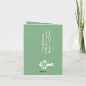 All In One Invitation For Baptism Cross Sage Green Feestdagen Kaart (Achterkant)