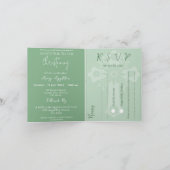 All In One Invitation For Baptism Cross Sage Green Feestdagen Kaart (Binnen)