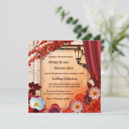 All-in-One Italiaanse Classic Fall Wedding Uitnodi Kaart (Staand voorkant)